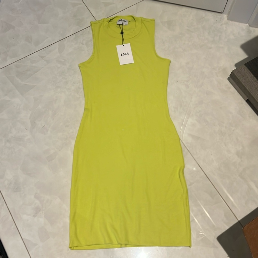 LNA neon yellow size small stretch dress